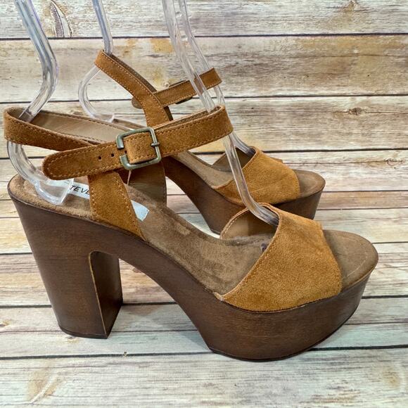 Steve Madden Womens Brown Suede Leather Lulla Open Toe Plat Form Sandals 11 - Picture 2 of 9